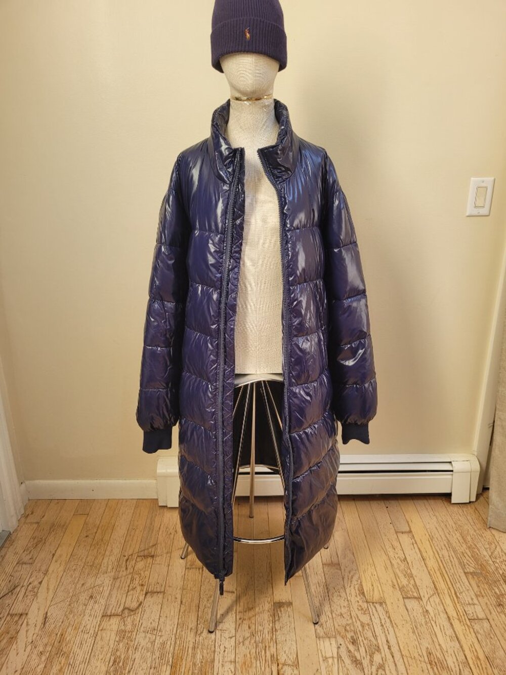 The Rail Mens Navy Blue Long Puffer Jacket Size XXL